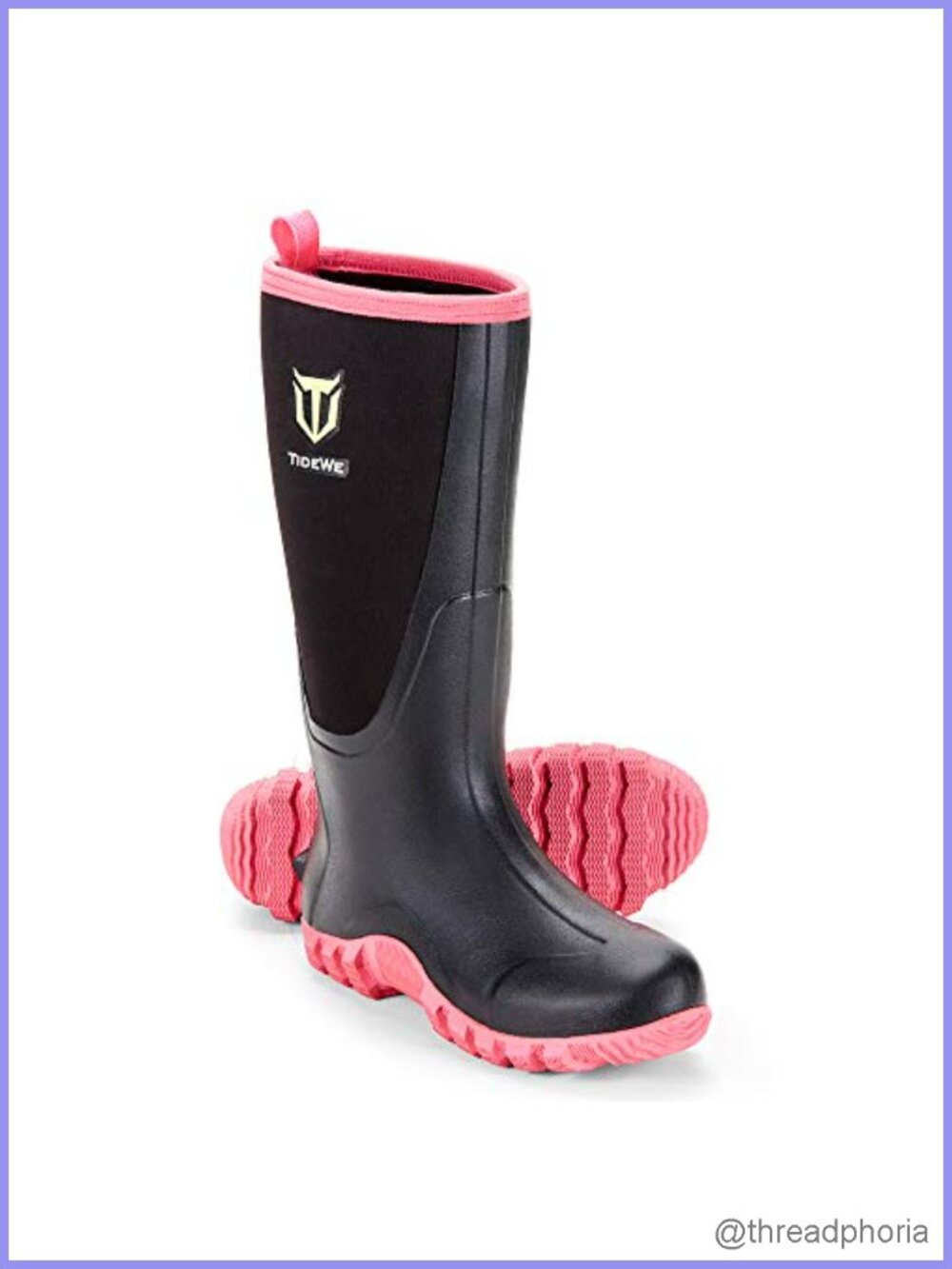 Waterproof Rubber Rain Boots with Steel Shank, Neoprene, Mid-Calf